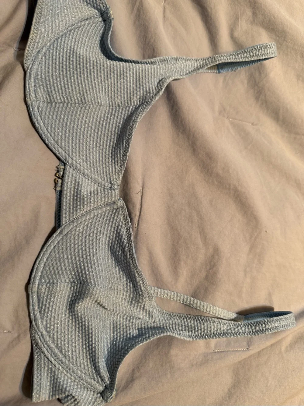 Frankie's Bikinis Light Blue Bralette with Gold Logo